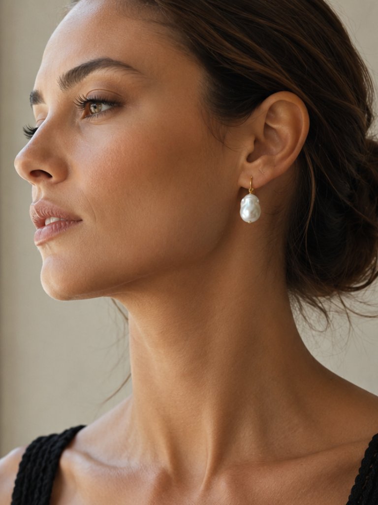 Nwt Jil Sander Baroque Mother-Of-Pearl Grainy Earring - Os